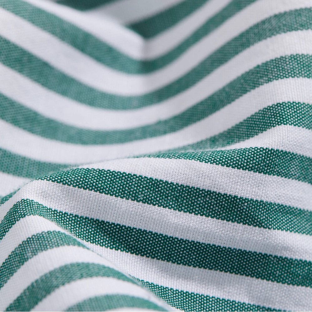 NWT👗 Puff Sleeve Midi Shirtdress👗Green & White Vertical Stripes - Picture 7 of 7